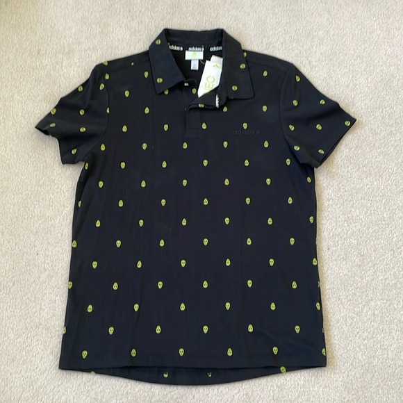 Adidas NEO Men’s Skull Glow in Dark Black Polo Golf Shirt ~ Medium ~ NWT RARE!💀 - Picture 2 of 9